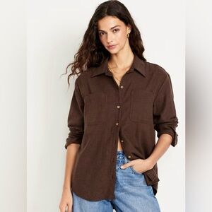 Old Navy Boyfriend Shirt | Large | Oatmeal